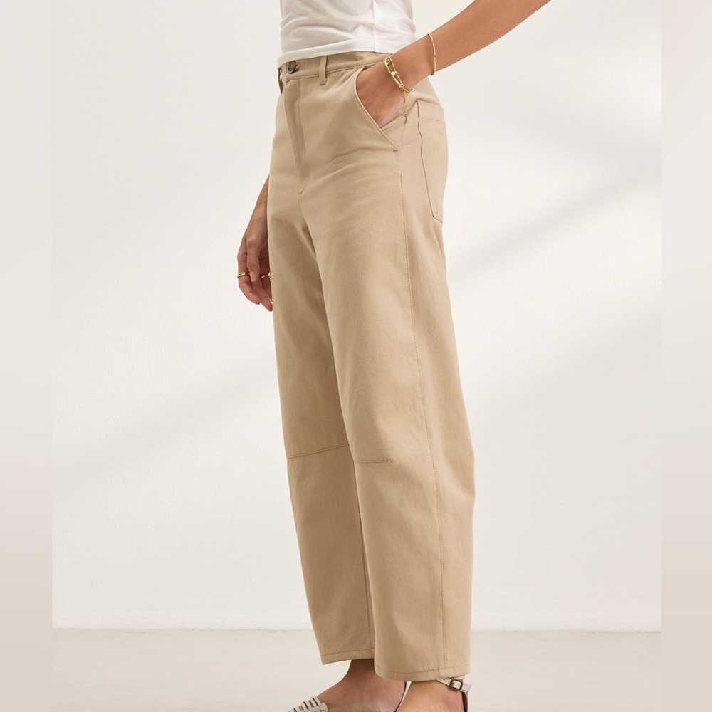 NWT Velvet By Graham & Spencer‎ Alexis Barrel Khaki Twill Pants - Picture 2 of 13